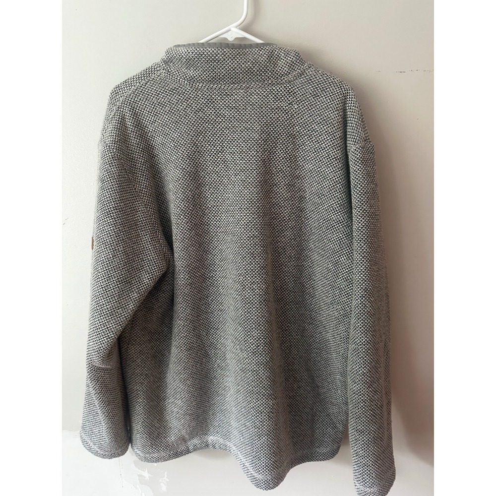 Orvis Mens XL Grey Sherpa Lined Quarter Zip Textured Knit Fleece Pullover - Picture 2 of 8
